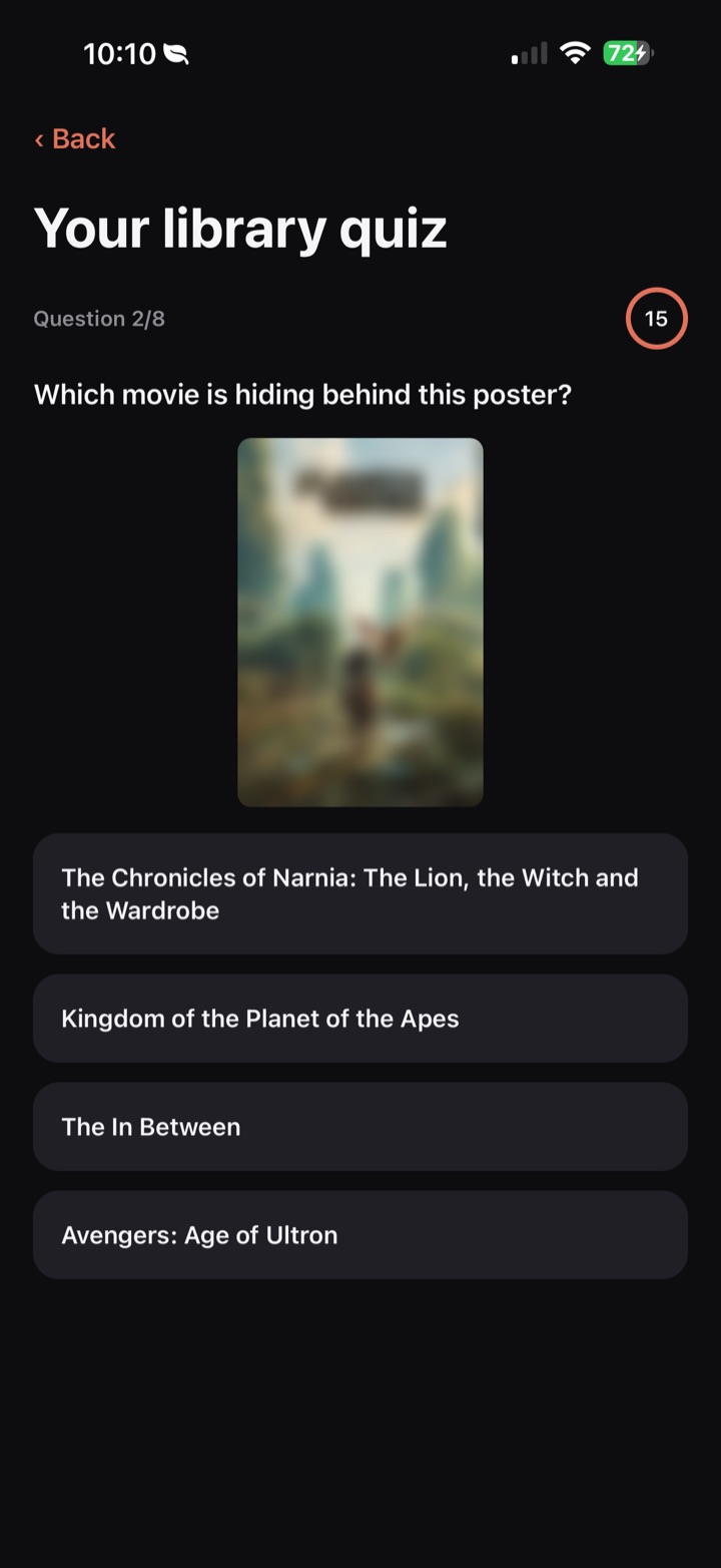Screenshot of Cine-Defi in Suivu, the daily show and movie quiz
